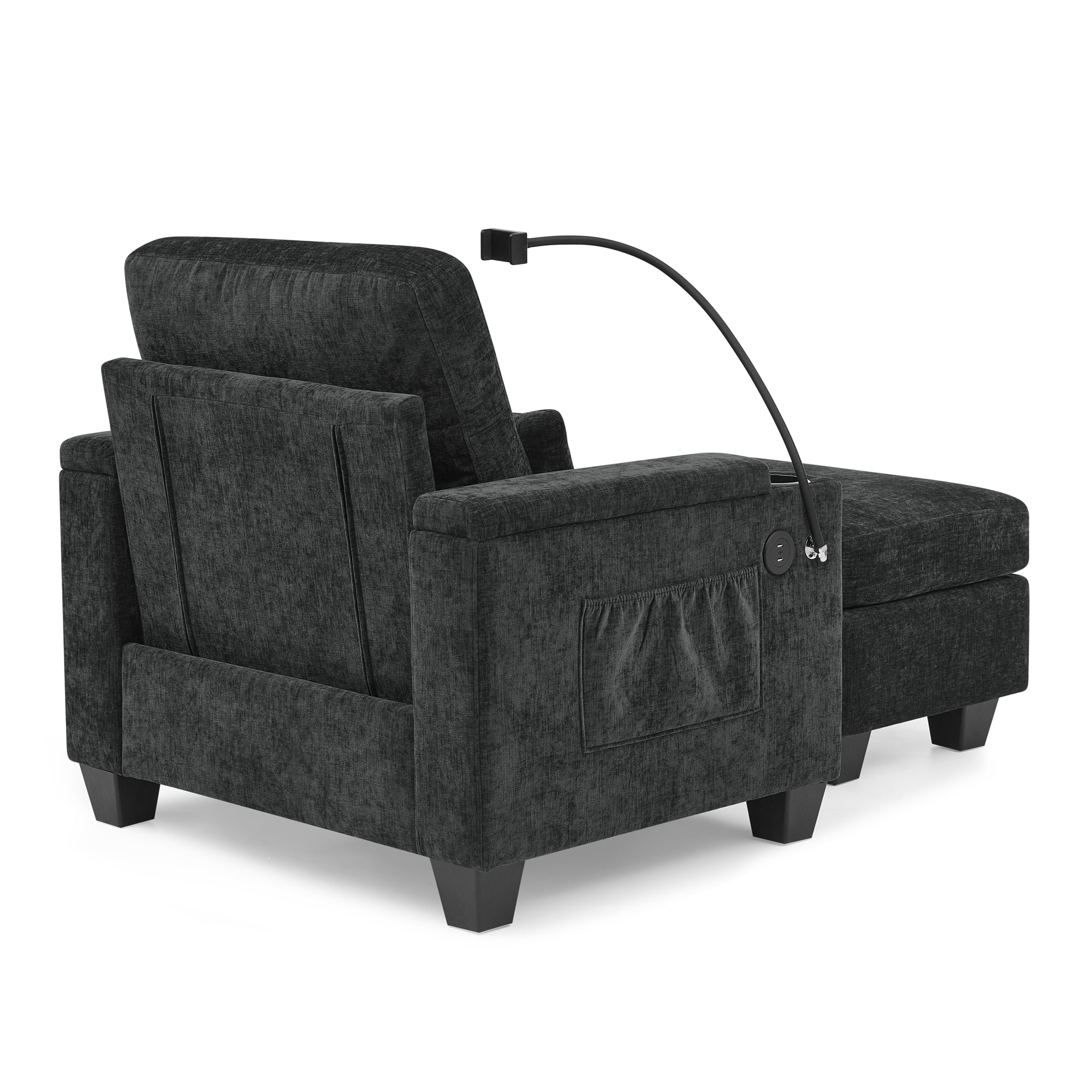 Recliner Chair with Adjustable Backrest, Cup Holders, USB Charging Port, Phone Stand, Arm Storage and Storage Ottoman