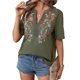 thumbnail image 1 of Camisas Mexicanas para Mujer, Blusa Tradicional de Verano Bordada, Túnica Floral, Cuello en V, Camiseta de Corta. Verde S, 1 of 8
