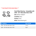 thumbnail image 2 of Front Wheel Bearing - Compatible with 2008 - 2011 Mercedes-Benz C300 2009 2010, 2 of 2