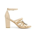 thumbnail image 3 of BLISSFUL STEP Women's Open Toe Crystal Rhines Buckle Block Heel Sandal, 3 of 7