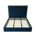 thumbnail image 5 of Creed Bed Navy Velvet King Upholstered Powder Coated Gold Frame and Base, 5 of 10