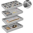 thumbnail image 6 of BUZIFU Jewellery Organiser Tray Stackable Velvet Jewelry Trays Organizer Jewelry Storage Tray for Drawer Jewelry Divider Showcase Display Box Earring Necklace Bracelet Ring Organizer, Set of 4 (Grey), 6 of 8