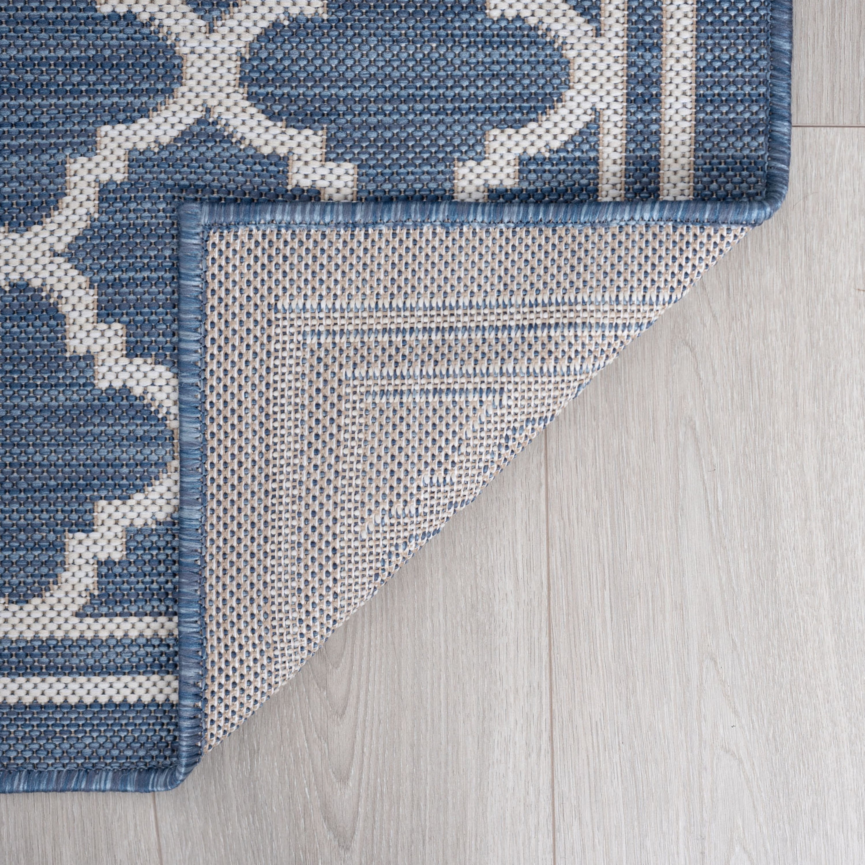 8x10 Water Resistant, Large Indoor Outdoor Rugs for Patios, Front Door Entry, Entryway, Deck, Porch, Balcony | Outside Area Rug for Patio | Blue, Geometric | Size: 7'10'' x 10'2''