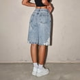 thumbnail image 6 of Liyamei Girls Lace Capri Denim Shorts with Elastic Waist Size 12-16,Light Blue, 6 of 6