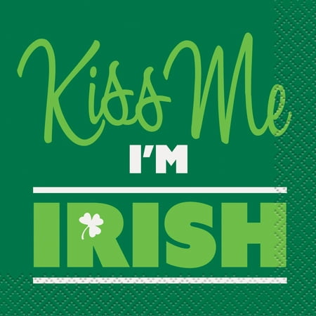 Kiss Me I'm Irish" St. Patrick's Day Paper Cocktail Napkins, 5in, 16ct