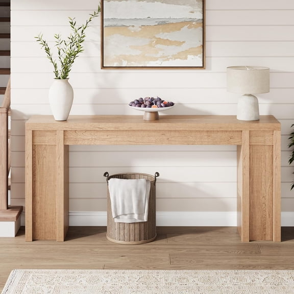 70.9-Inch Extra Long Console Table, Rustic Wooden Sofa Table Behind Couch, Farmhouse Entryway Console for Living Room, Entryway, Cherry wood