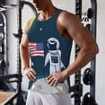 thumbnail image 5 of Gukieu Astronaut With USA Flag Print Men's Quick Dry Fitness Vest, Round Neck Sleeveless Fitness Bodybuilding Top-Medium, 5 of 7