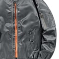 thumbnail image 5 of Men's Baseball Bomber Jacket Long Sleeve Stand Collar Full Zip Loose Fit Water Resistant with Multiple Pockets Casual Golf Windbreaker Coat Big and Tall Size S-5XL Gray, 5 of 5