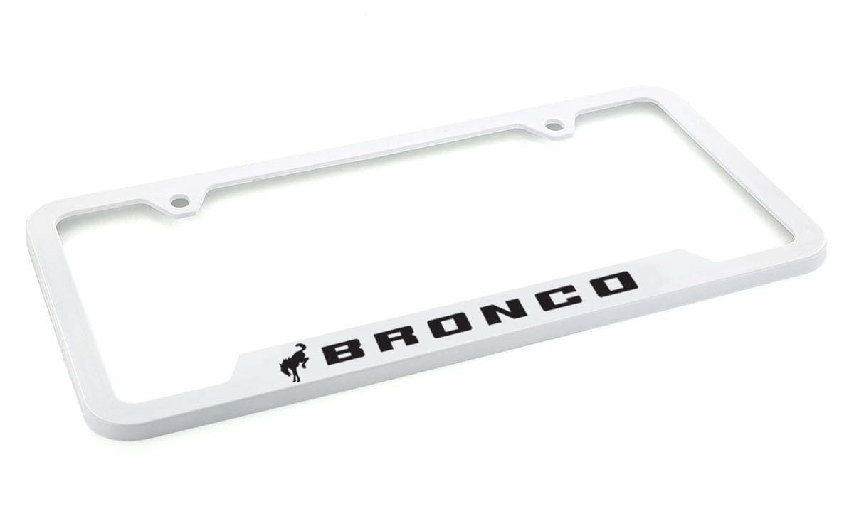 Ford Bronco Horse White Plastic License Plate Frame Tag Holder