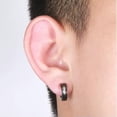 thumbnail image 4 of GKNET 1Pc Men Titanium Steel Black Ear Clip Hypoallergenic False Piercing Earring-I LOVE U, 4 of 9