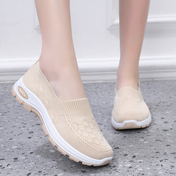 NexTorq Orthopedic Shoes for Women, Summer Shoes for Women, Walking Shoes Women, Women's Woven Orthopedic Breathable Soft Shoes Arch Support, Walking Anti-Skid Sports Shoes, Beige, 6