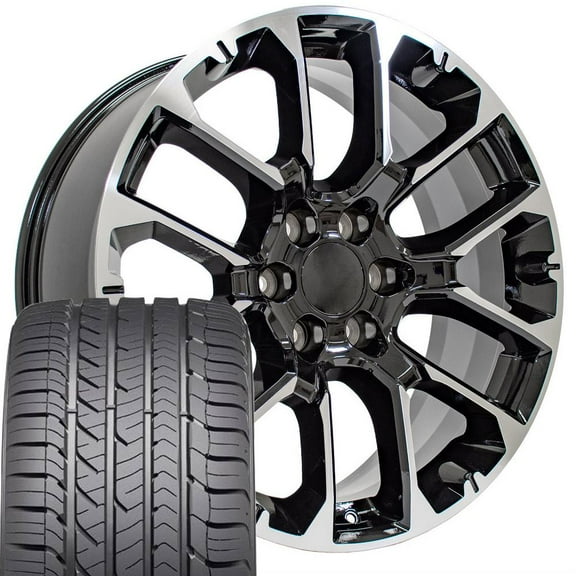 OE Wheels CV67 22 Inch Rims and Tires Fit Suburban 1500 High Country Style 6x139.7 22x9 Gloss Black Machined - Hollander 14079 - Eagle Sport AS 285/45-22 (Set of 4)