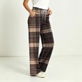 thumbnail image 6 of Hvogkswy Women Plaid Pajama Pants Loose Straight Wide Leg Lounge Pants Drawstring Elastic Waist Home Pajama Bottoms with Pockets, 6 of 7