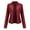 Red, variant on Faux PU Leather Jacket for Women Long Sleeve Slim Fit Stand Collared Zip Up Jackets Coat with Pockets Outerwear