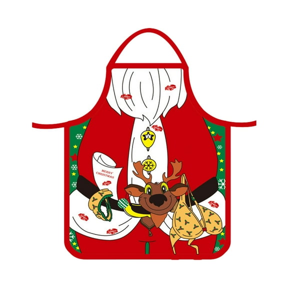 Clearance Under $5 Christmas Aprons Adult Aprons Santa Apron Adjustable Kitchen Cooking Apron For Christmas Party Chef Cooking Restaurant House Clean for Home & Kitchen