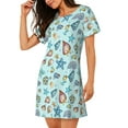thumbnail image 2 of Naloa Sea Shells 2 Print Women Nightgowns,Womens Loungewear,Short Sleeve Sleepwear,Comfy Ladies Nightdress, 2 of 6