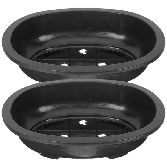 Monyance bonsai pot 2Pcs Oval Bonsai Training Pots with Hole - Black(12.01X9.06X3.15Inches)