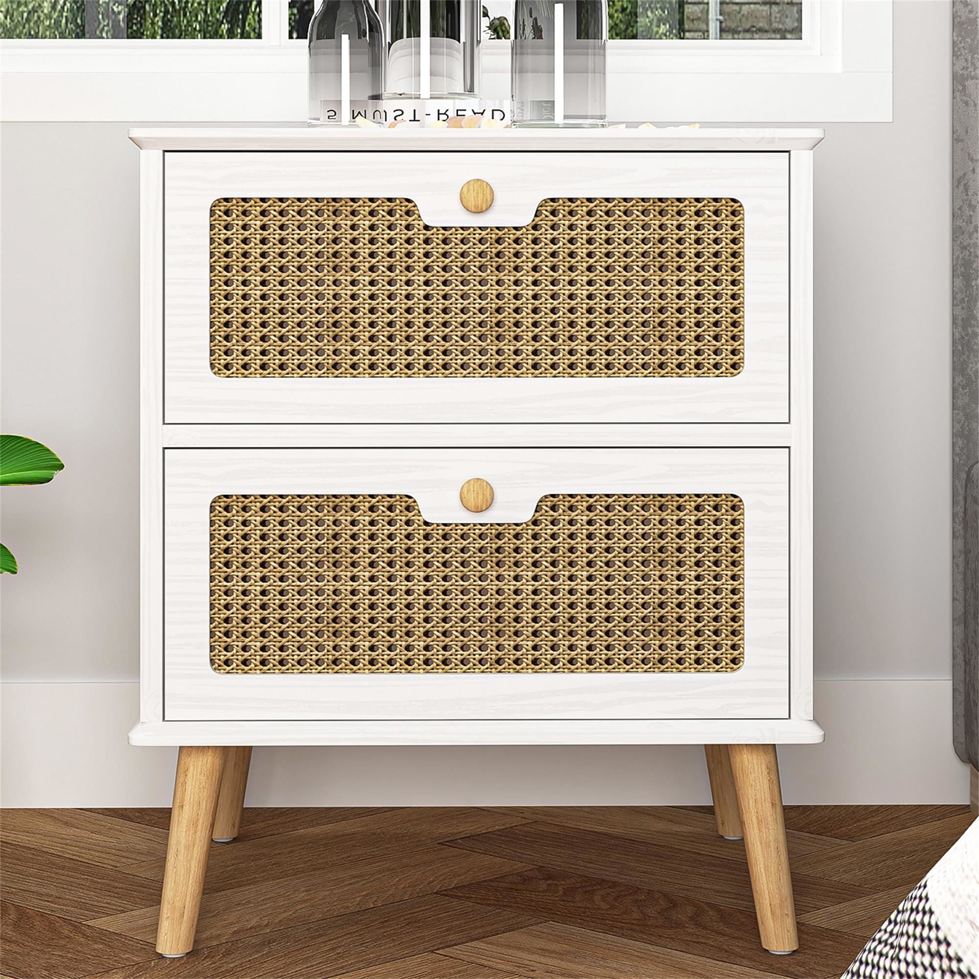 Kadyn Nightstand, Bedside Table with 2 Drawers, Nightstand Side Table for Living Room, White Kadyn Nightstand, Bedside Table with 2 Drawers, Nightstand Side Table for Living Room, White