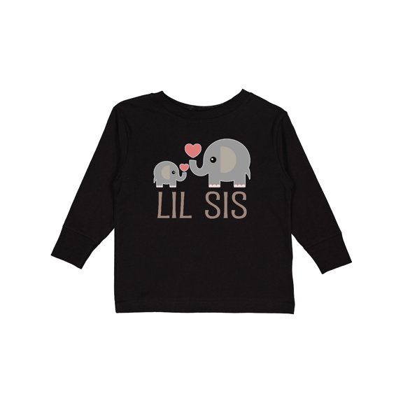 Inktastic Little Sister Elephant Girls Long Sleeve Toddler T-Shirt