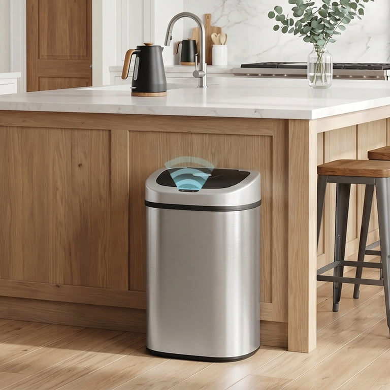 Nine Stars Auto Trash Can, 21 Gallon Stainless Steel, Motion