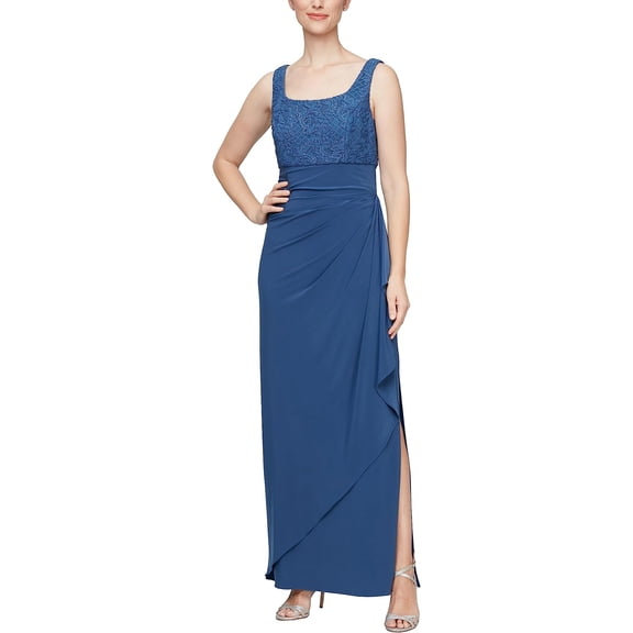 Alex Evenings Womens Long Empire Waist Bolero Dress Only,1-Piece,Blue Jay,8