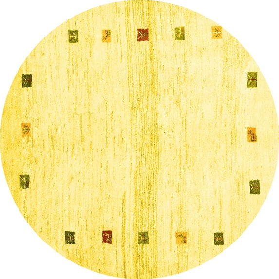 Ahgly Company Indoor Round Solid Yellow Modern Area Rugs, 8' Round