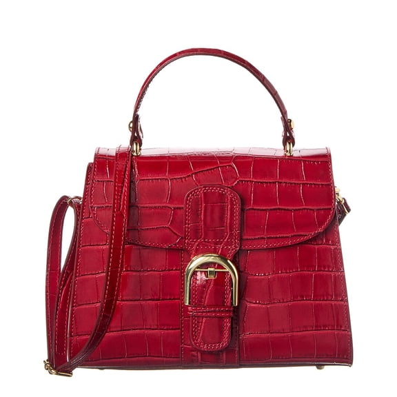 Persaman New York Niamh Croc-Embossed Leather Satchel, Red