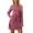Pink, variant on Casual Long Sleeve Dress Solid Color Round Neck Belted Waist With Pockets Fall Everyday Tunic
