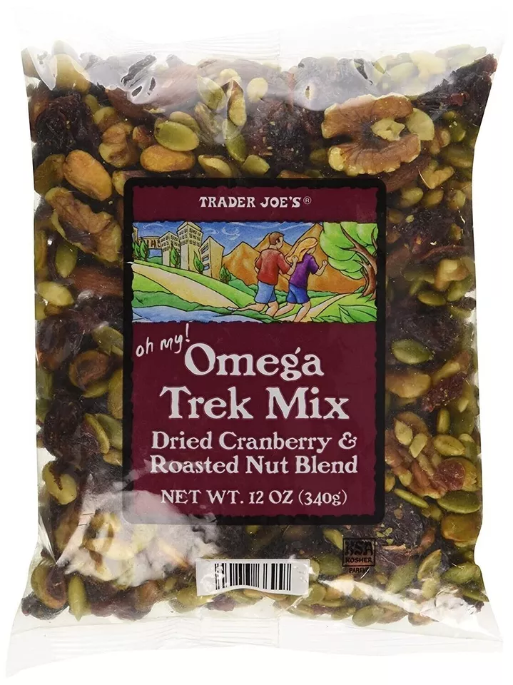 2 Packs Omega Trek Mix Dried Cranberry Roasted Nut Blend 12 oz Each