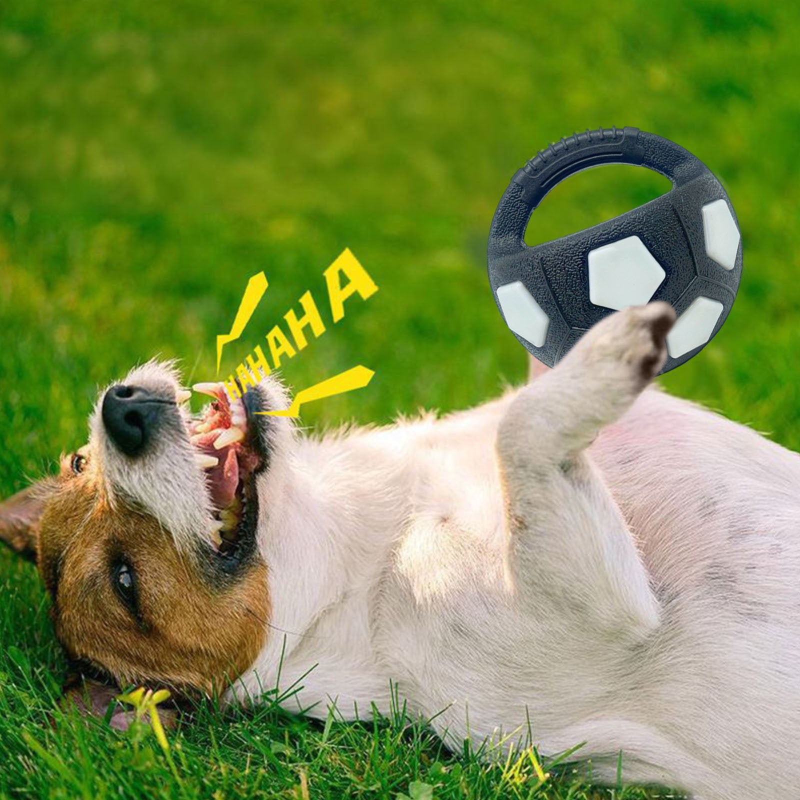 Lunxisen 1 pcs Dog Football, Interactive Lightweight Tough Squeaky Dog Toys That Float and Bounce for Teething and Teeth Cleaning, Natural Rubber Durable Football Dog Toy.