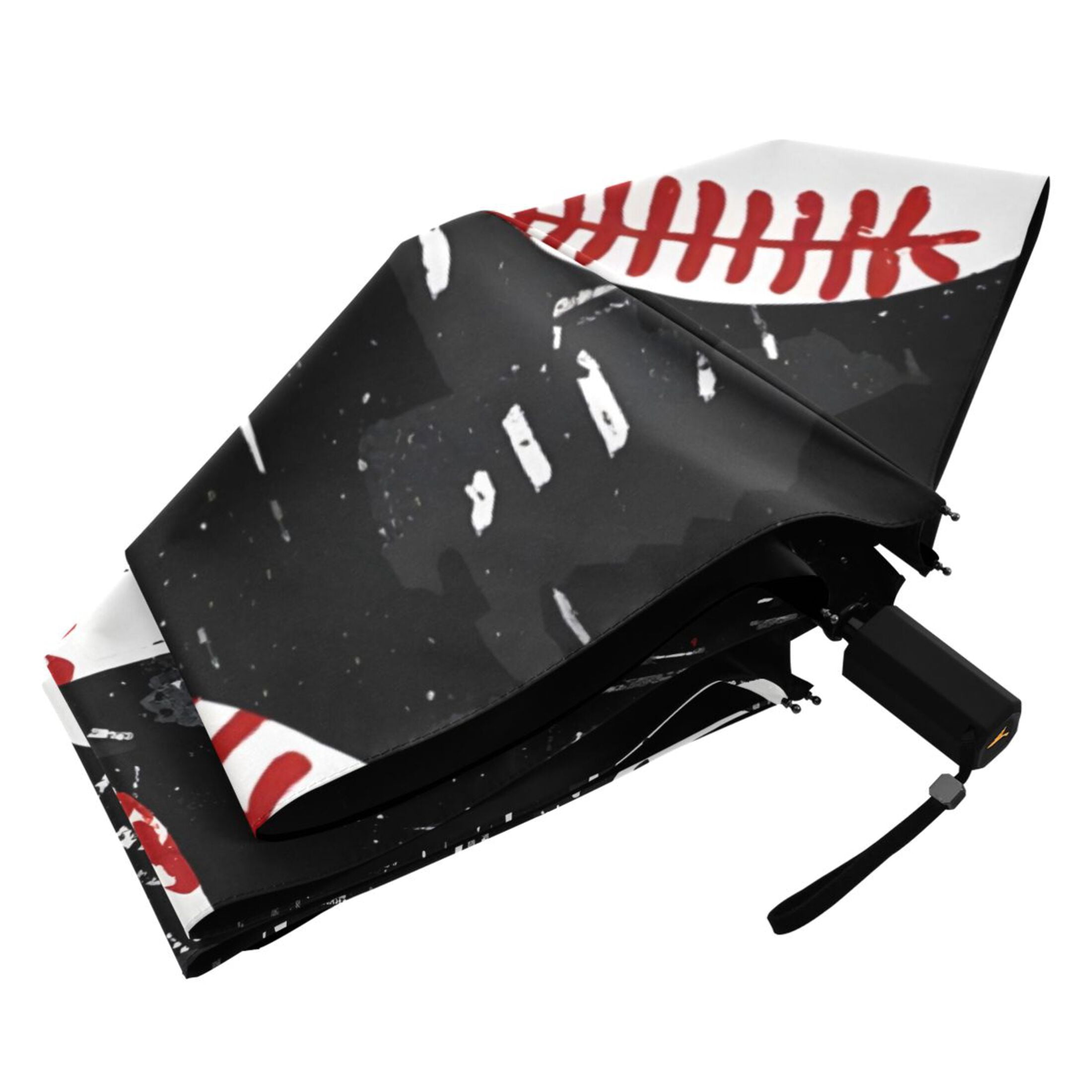 ALAZA Baseball Hearts UPF 50+ Compact Folding Umbrella for Rain Travel Umbrella Packable