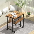 thumbnail image 6 of Folding Desk Small Rolling Desk with Storage Shelf, 31.5 inch Foldable Computer Desk with Wheels for Small Space, Easy Assembly,Walnut, 6 of 16