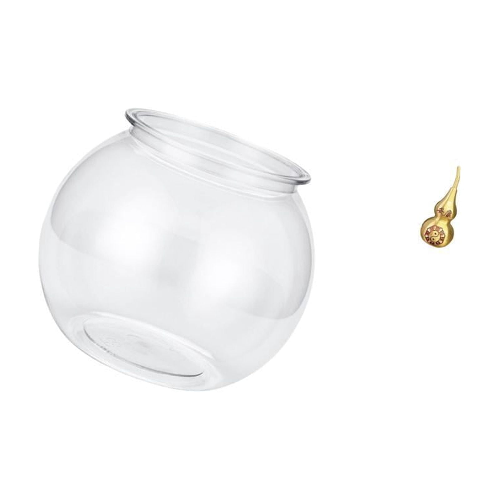EHJRE Desktop Aquarium Tank Clear Fish Bowl Vase Table Fishes Container Sea Turtle Sculpture Brass Gourd Ornament PP Material Easy to Clean Suitable for Off