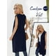 thumbnail image 2 of ZXZY Mujer Casual Sin Mangas Frente Abierto Túnica Chaleco Cárdigan Largo Tops Abrigo Azul Marino, 2 of 5