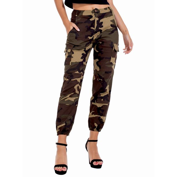 Eyicmarn - NEW Womens Camo Cargo Trousers Casual Pants Military Army Combat Camouflage Pant
