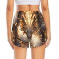 thumbnail image 4 of Uemuo Golden Horned White Dragon Pattern Women's Athletic Shorts High Waisted Running Shorts with Liner Pockets Gym Elastic Workout Shorts-Large, 4 of 9