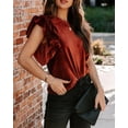 thumbnail image 3 of Sherrylily Woman Ribbed Velvet Blouse Short Ruffle Sleeve Casual Shirt, 3 of 5