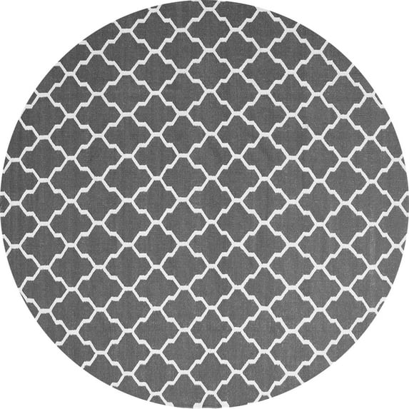 Ahgly Company Indoor Round Trellis Gray Modern Area Rugs, 4' Round