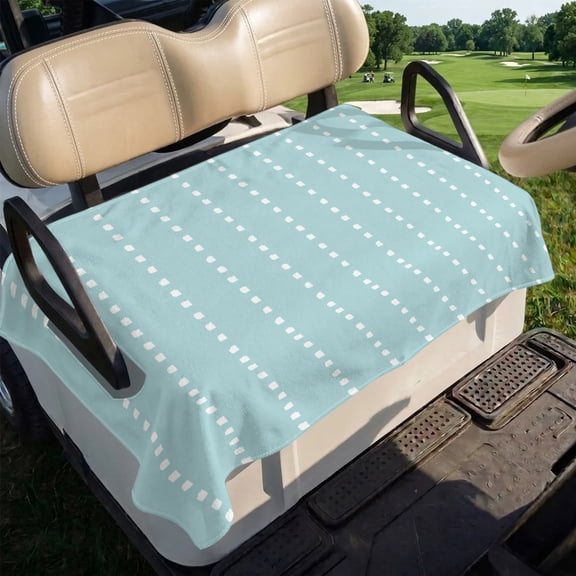 Vertical Lines Golf Cart Seat Covers Modern Abstract White Dashed Pattern Aqua Soft Microfiber Golf Cart Seat Towel Blanket Golf Accessories for 2/4 Person Seats, Fits EZGO, Yamaha, Club Car 51”x31”