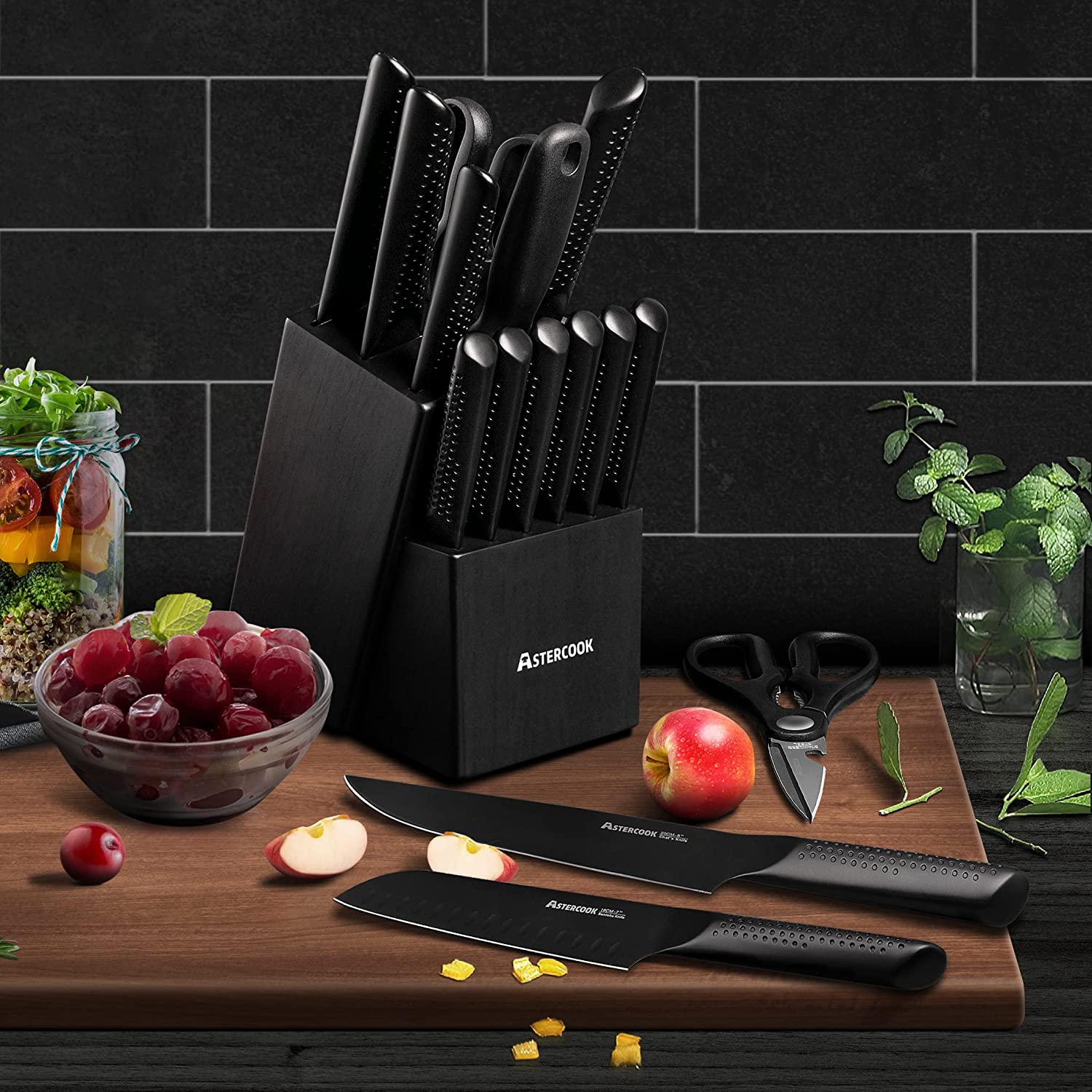 Knife Set, 15 Pieces Chef Knife Set with Block for Kitchen, German Sta –  Foofster LLC