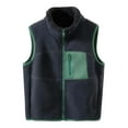 thumbnail image 2 of WMTBSRSW Boys Fleece Vest Casual Color Block Sleeveless Jaclets Stand Collar Full Zip up Coat Thermal Winter Warm Waistcoat Outwear 10-11Years, 2 of 5