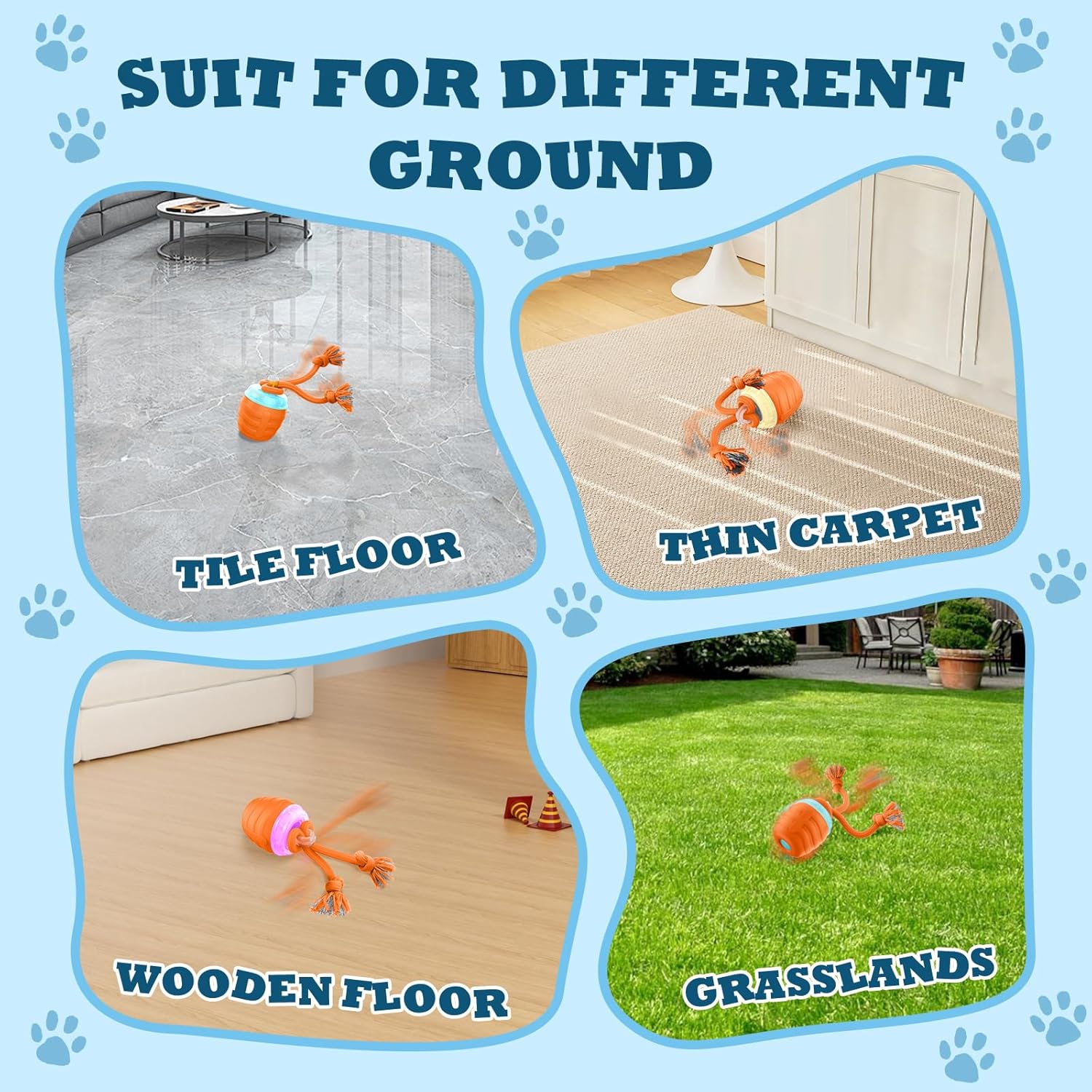 Interactive Dog Toys - 2025 Upgraded Motion Activated Balls for Medium/Large Dogs, Automatic Moving Dogs Toy Wicked Ball for Boredom, Interactive Dog Ball to Keep Them Busy(Orange)