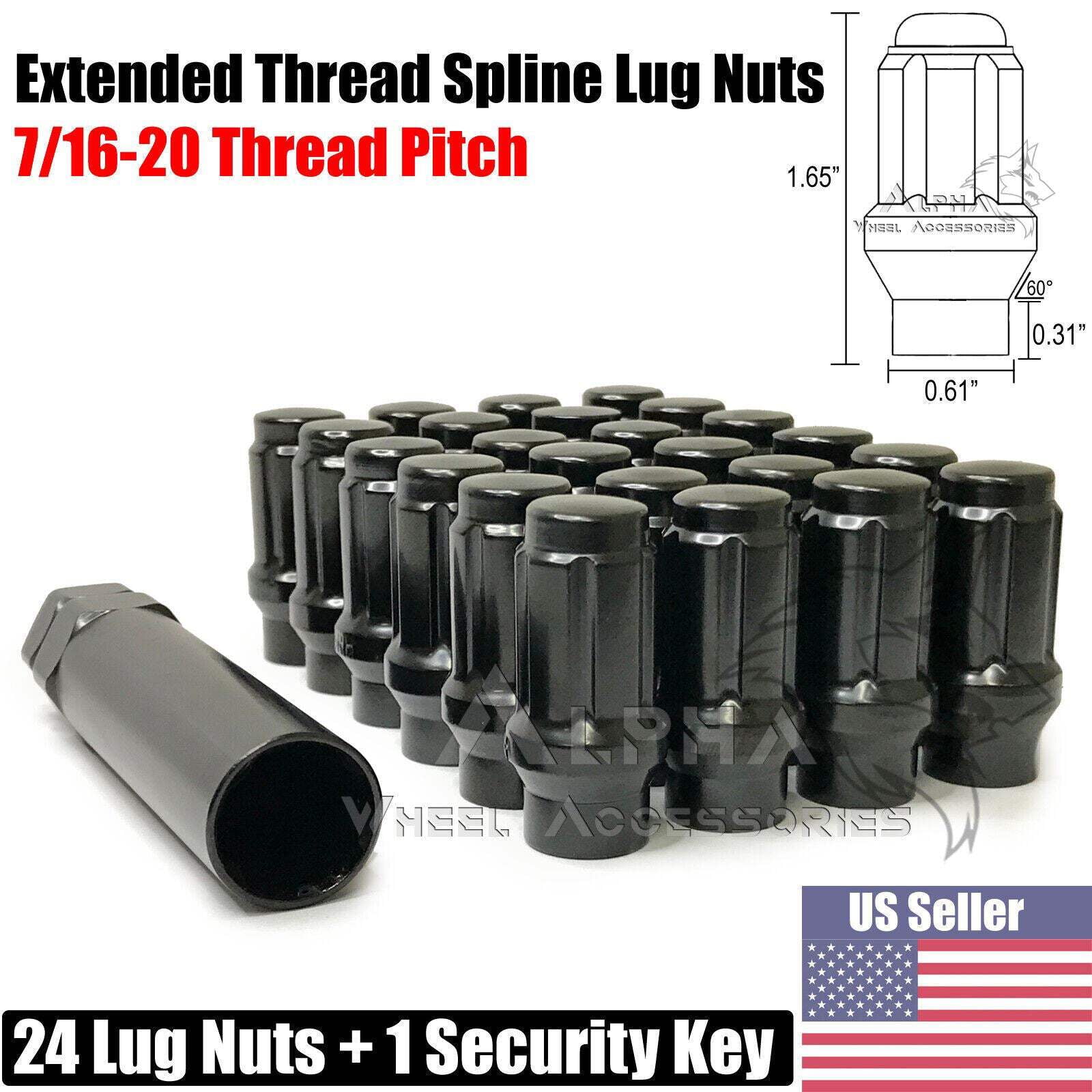 White Knight 953806BK Black Chrome M12 x 1.25 Spline Lug Nut