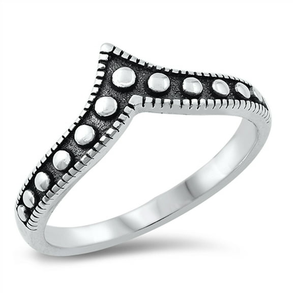 Oxidized Bali Bead Chevron Tiara Ring .925 Sterling Silver Band Jewelry Female Male Unisex Size 9