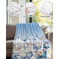 thumbnail image 4 of Flannel Fleece Throw Blanket Watercolor Butterfly Animal Lightweight Soft Plush Blankets,Blue Gradient Cozy Warm Throw Blanket for Couch Sofa Bed Car Office 40x50in, 4 of 9