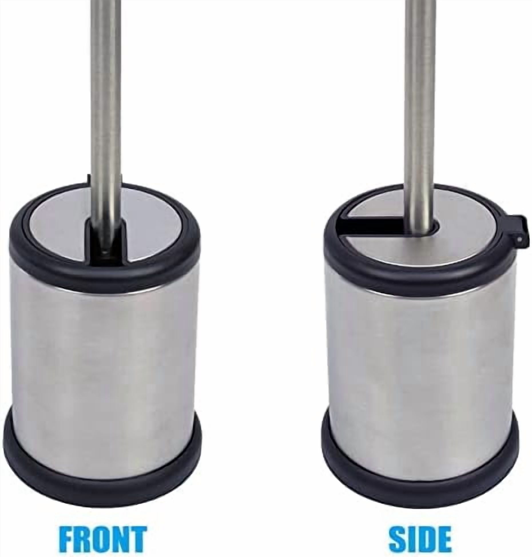 Stainless Steel Toilet Bowl Brush and Holder set for Deep Cleaning,Bowl Scrubber Brush with Lid for Bathroom,Deluxe Freestanding Toilet Brush and Plunger Combo