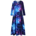 thumbnail image 3 of Babysbule Dresses For Women Plus Size Graphic Print Daily Casual Long Sleeve Vintage Bohemian V Neck Maxi Dress, 3 of 7
