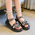 thumbnail image 5 of Little Girls Summer Glitter Gladiator Sandals Rhinestone Open Toe Strappy Dress Flats Sandals Wedding Party Shoes for Toddler Little Kid Big Kid, 5 of 7