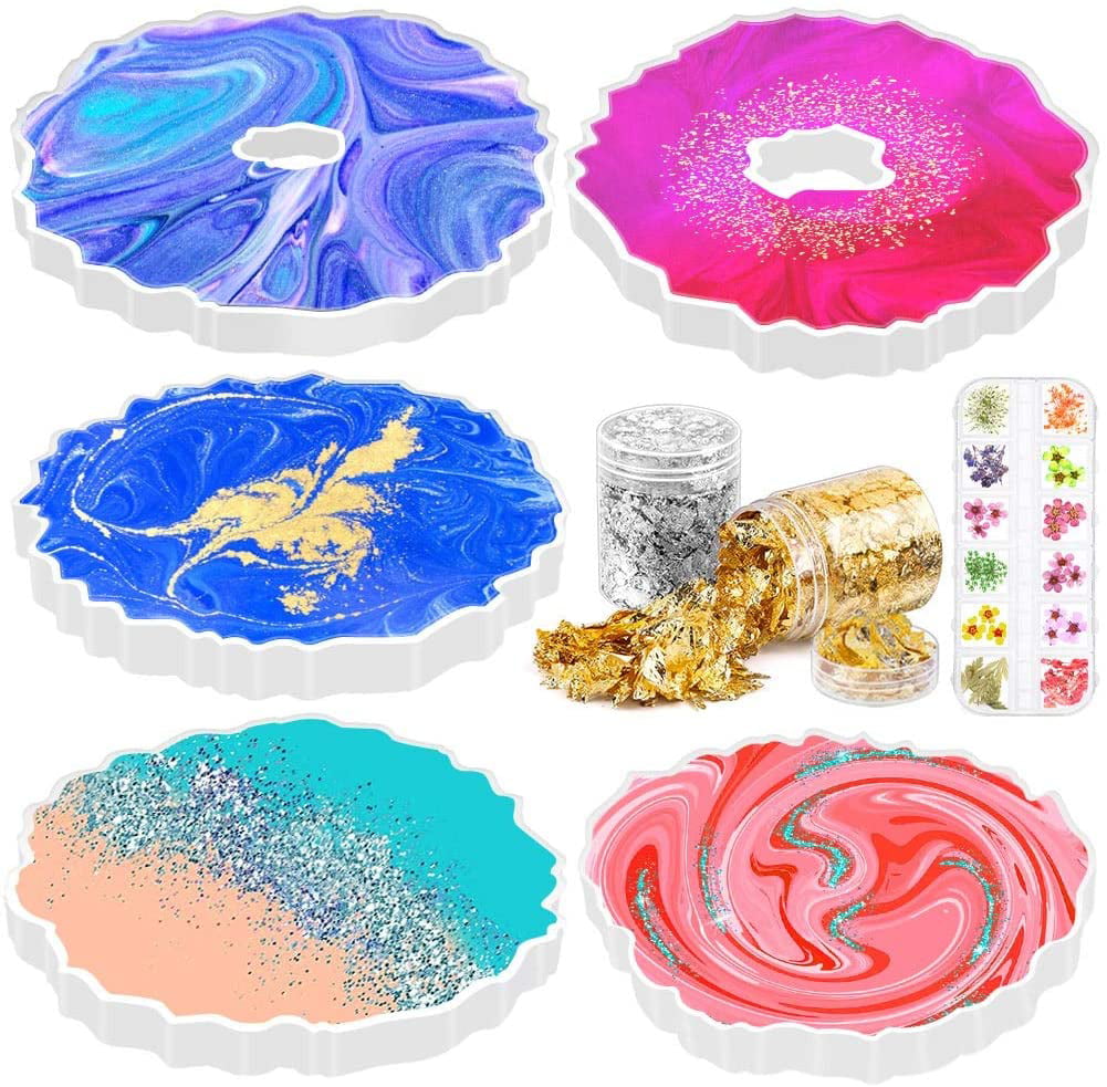 Round Coaster Resin Casting Mold Silicone Jewelry Agate Making Geode Coasters x1 