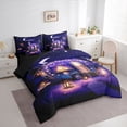 thumbnail image 2 of Castle Fairy Magical Camper Bedding Comforter Set 7pcs for Girls, Starry Night Print Queen Bedding Sets for Bedroom, Purple Black,Black Reversible, 2 of 7